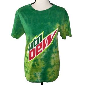 Mountain Dew Logo Green Tie Dye Short Sleeve Tee Size Small